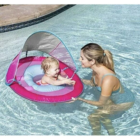NEW SwimWays Baby Spring Float w/ Canopy Pink Step One - Picture 1 of 1